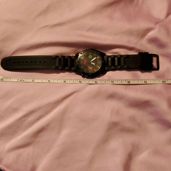 Justice League Watch by Accutime Large Black with 4 Superhero Logos Works Great - Picture 7 of 8